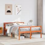 vidaXL Bedframe met hoofdbord massief grenenhout wasbruin, Huis en Inrichting, Slaapkamer | Bedden, Bruin, Verzenden, Nieuw, Twijfelaar