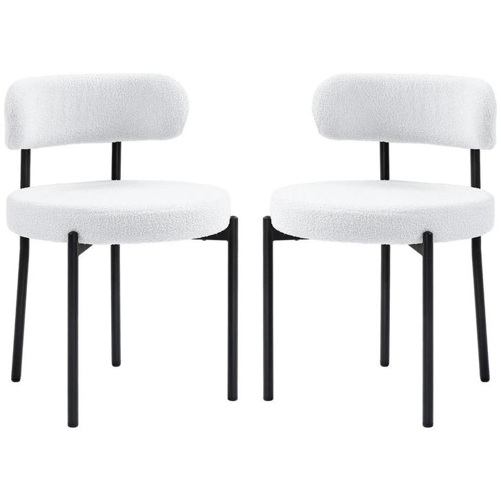 TRUUSK Set van 2 Eetkamerstoelen - Fleece Bekleding - Gestof, Huis en Inrichting, Stoffering | Behang, Verzenden