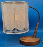 Tischlampe im Mid-Century Design – Holz, Messing und Leinen, Antiek en Kunst