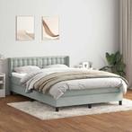 vidaXL Boxspring met matras fluweel lichtgrijs 140x220 cm, Verzenden, Nieuw, Grijs, Stof