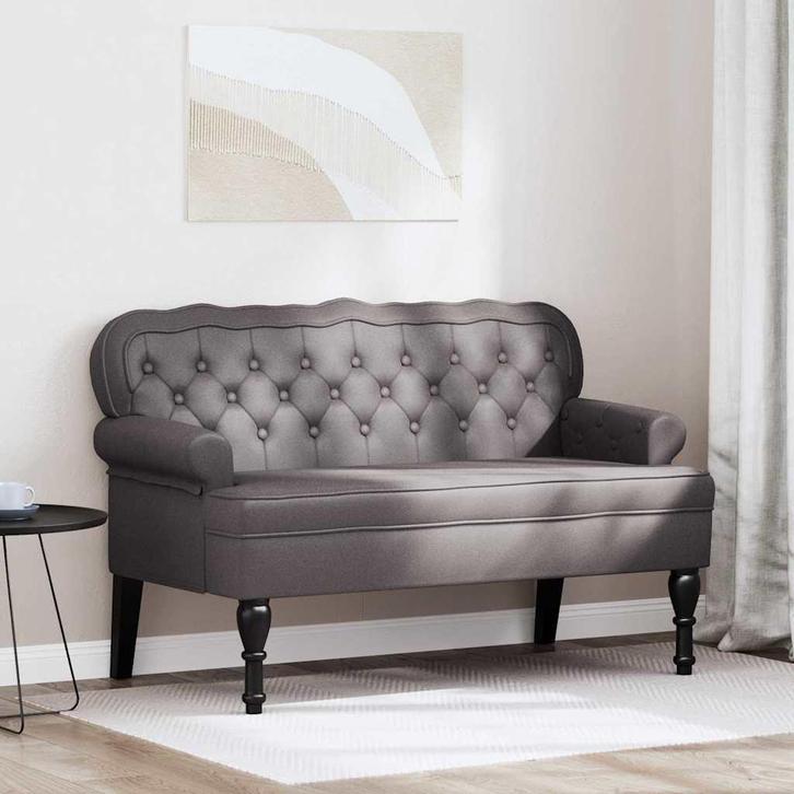 vidaXL Chesterfield Bank Grijs 119.5 x 64.5 x 75 cm Nep Leer, Huis en Inrichting, Banken | Bankstellen, Nieuw, Minder dan 150 cm
