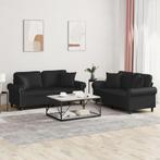 vidaXL 2-delige Loungeset met kussens kunstleer zwart, Huis en Inrichting, Banken | Bankstellen, Verzenden, Nieuw, Vierpersoons of meer