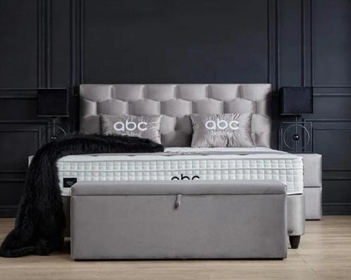 Opberg Boxspring Palermo - 160x200 cm, Huis en Inrichting, Slaapkamer | Boxsprings, Grijs, Nieuw, Verzenden