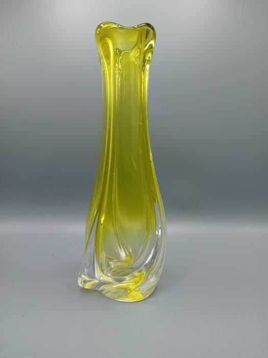 Val Saint Lambert - Vaas - Kristal - Soliflor vaas geel, Antiek en Kunst, Antiek | Glas en Kristal