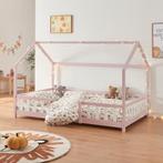 Kinderbed Sisimiut huisbed 200x120 cm roze en wit [en.casa], Verzenden, Nieuw