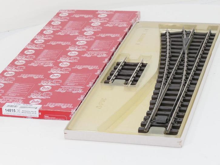 LGB 14815 Weiche vernickelt, links, R5 (Nikkel, Wissel), Hobby en Vrije tijd, Modeltreinen | Overige schalen, Rails, Gebruikt