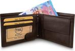 Portemonnee Heren Billfold Heren Portemonnee Leder 10 pasjes, Sieraden, Tassen en Uiterlijk, Portemonnees, Overige merken, Bruin