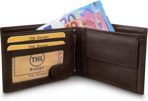 Portemonnee Heren Billfold Heren Portemonnee Leder 10 pasjes, Sieraden, Tassen en Uiterlijk, Portemonnees, Bruin, Nieuw, Overige merken