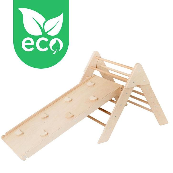 Luna Toys Naturel ECO Houten Klimrek met Glijbaan LU-03385, Kinderen en Baby's, Speelgoed | Buiten | Speeltoestellen, Nieuw, Verzenden