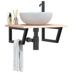 vidaXL Badkamer wandschap staal en massief eikenhout, Verzenden, Nieuw