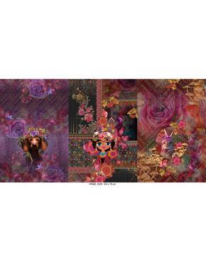 French Terry Paneel Abstract Roze, Hobby en Vrije tijd, Stoffen en Lappen, Roze, Nieuw