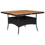 vidaXL Tuintafel poly rattan en massief acaciahout zwart, Verzenden, Nieuw, Hout