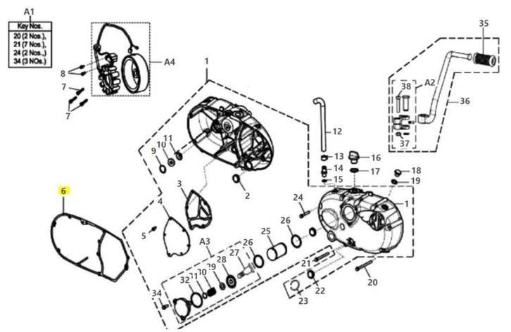 Royal Enfield GASKET- COVER RH - 570416n Continental GT 535, Motoren, Onderdelen | Merk-onafhankelijk, Nieuw, Verzenden