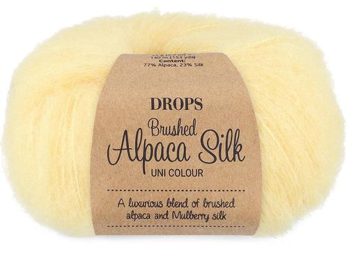 DROPS Brushed Alpaca Silk Uni Colour - 30 geel - Wol Garen, Hobby en Vrije tijd, Breien en Haken, Ophalen of Verzenden