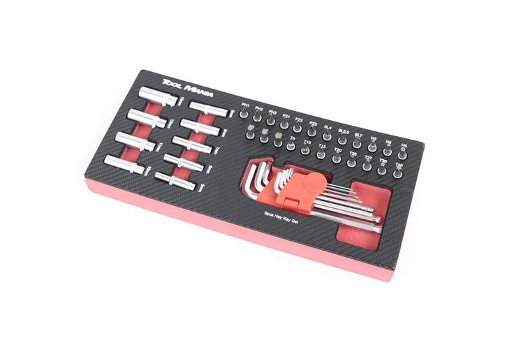 TM 42 Delige Doppen Inbus en Bitset 1/4 foam carbon look, Auto diversen, Autogereedschap, Nieuw, Verzenden