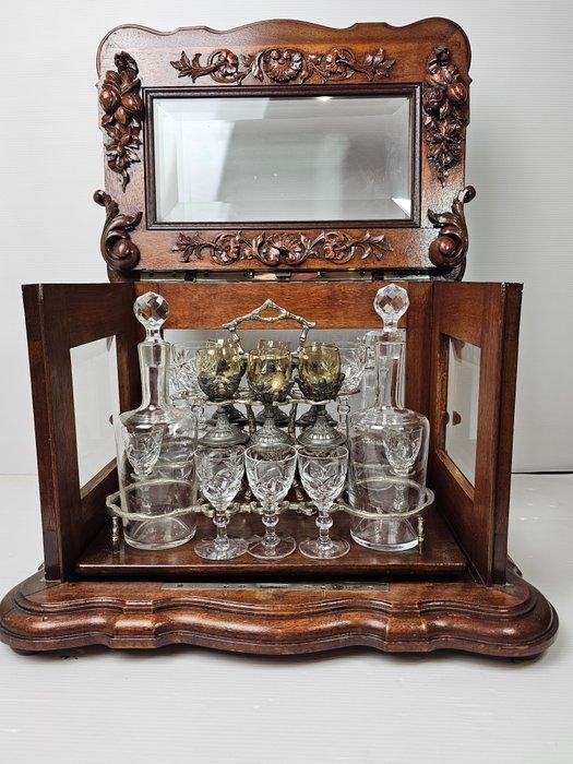 Drankkast - Napoléon III likeurkast in walnoothout –, Antiek en Kunst, Antiek | Overige Antiek