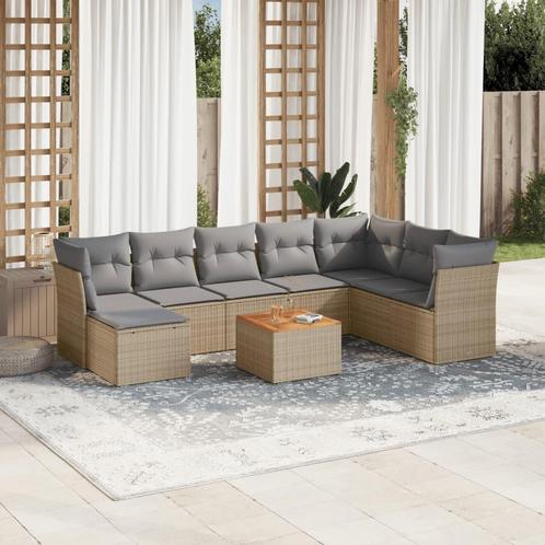 vidaXL 9-delige Loungeset met kussens poly rattan gemengd, Tuin en Terras, Tuinsets en Loungesets, Loungeset, Nieuw, Rotan, Verzenden