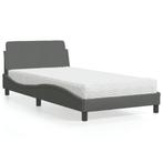 vidaXL Bed met matras Dover stof donkergrijs 100x200 cm, Huis en Inrichting, Slaapkamer | Bedden, 100 cm, Eenpersoons, Verzenden
