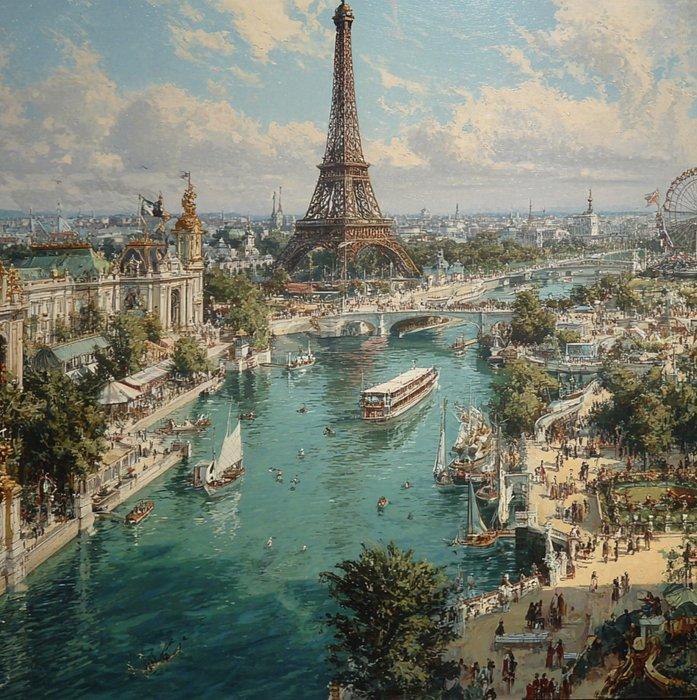 CREATIVE_HUB - Paris 1899 Exposition International oilpaint, Antiek en Kunst, Curiosa en Brocante