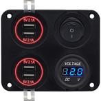 ProRide 12V USB Autolader 4 Poorten - 5V/2.1A - Voltmeter en, Verzenden, Nieuw