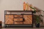 Dressoir Mangohout Kjeld 145 Hoog cm, Huis en Inrichting, Kasten | Dressoirs, 100 tot 150 cm, Verzenden, Nieuw, Industriële meubels