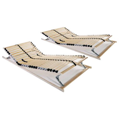 vidaXL Lattenbodems 2 st met 28 latten 7 zones 80x200 cm, Huis en Inrichting, Slaapkamer | Bedden, 80 cm, 200 cm, Bruin, Eenpersoons