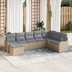 vidaXL 8-delige Tuinbankenset met kussens poly rattan beige, Verzenden, Nieuw, Rotan