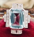 Ring - 18 karaat Witgoud Aquamarijn - Diamant, Sieraden, Tassen en Uiterlijk, Ringen, Nieuw