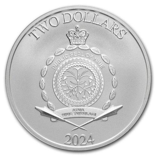 Niue. 2 Dollars 2024 Star Wars - Grogu Baby Yoda, 1 Oz, Postzegels en Munten, Munten | Europa | Niet-Euromunten
