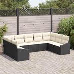 vidaXL Tuin Sofa Set 9 pcs Zwart Poly riet, Verzenden, Nieuw, Rotan