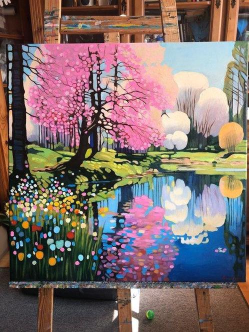 Bondero - Spring morning in Keukenhof park ( Netherlands), Antiek en Kunst, Kunst | Schilderijen | Modern