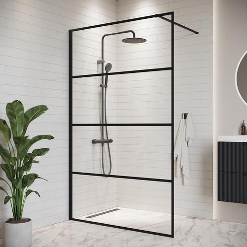 Douchewand Essos 120 x 200 cm Zwart – Inloopdouche 8 mm, Doe-het-zelf en Verbouw, Sanitair, Nieuw, Douche, Verzenden