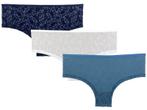 3 stuks Dames Hipster - bloemen- marineblauw-ecru-lichtblauw, Kleding | Heren, Ondergoed, Verzenden
