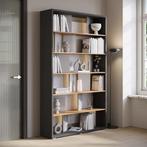 Meubella | Boekenkast grijs 119x32x196cm - LED-verlichting, Huis en Inrichting, Kasten | Boekenkasten, 100 tot 150 cm, Nieuw, Modern