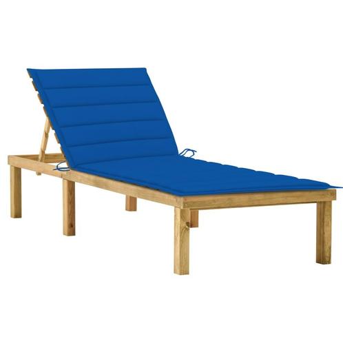 vidaXL Ligbed met koningsblauw kussen geïmpregneerd, Tuin en Terras, Ligbedden, Nieuw, Verzenden