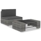 vidaXL 2-delige Loungeset poly rattan grijs, Verzenden, Nieuw, Rotan, Loungeset