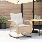 vidaXL Tuinschommelstoel met kussens poly rattan beige, Tuin en Terras, Tuinstoelen, Verzenden, Nieuw, Rotan