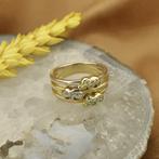Tricolor gouden ring met diamanten; 0,15 ct., Gebruikt, Overige kleuren, Ophalen of Verzenden, 17 tot 18