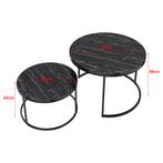 [en.casa] Salontafel Skagen set van 2 rond marmer zwart en z, Huis en Inrichting, Verzenden, Nieuw