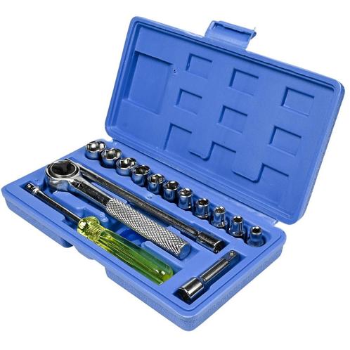 Benson 17-delige doppendoos met ratel - 11 dopmaten - kun..., Doe-het-zelf en Verbouw, Gereedschap | Handgereedschap, Nieuw, Ophalen of Verzenden