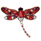 Fako Bijoux - Broche - Libelle - XXL - 67x94mm - Rood, Sieraden, Tassen en Uiterlijk, Broches, Verzenden, Nieuw