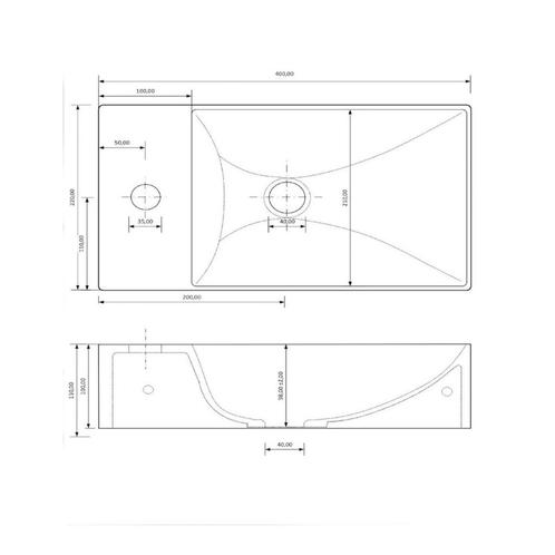 Fontein Gliss Design Freya Solid Marble 40x22x10 cm Met, Doe-het-zelf en Verbouw, Sanitair, Ophalen of Verzenden
