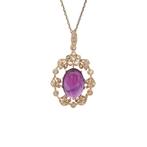 Gouden hanger met amethist, opaal en diamant 14 kt, Ophalen of Verzenden, Nieuw