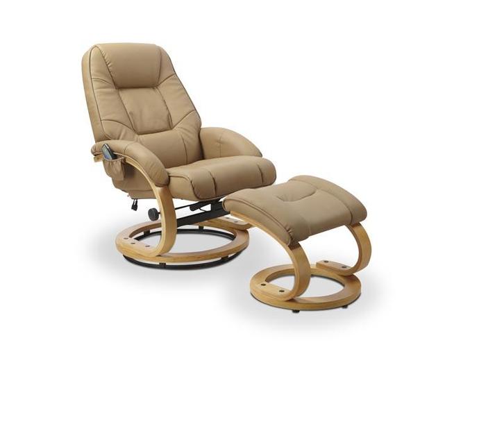 RelaxFauteuil Matador Beige/Bruin Leer Incl. Massage en Heat, Huis en Inrichting, Fauteuils, Nieuw, Ophalen of Verzenden