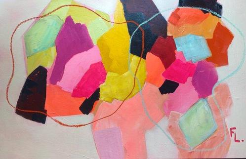 francoise leblanc - FLEUR DE FEMMES EN DUO, Antiek en Kunst, Kunst | Schilderijen | Modern