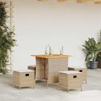 vidaXL 5-delige Tuinset met kussens poly rattan beige, Tuin en Terras, Verzenden, Nieuw, Rotan, Tuinset
