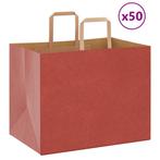 vidaXL Papieren zakken 50 st met hengsels 32x22x24 cm rood, Diversen, Verzenden, Nieuw