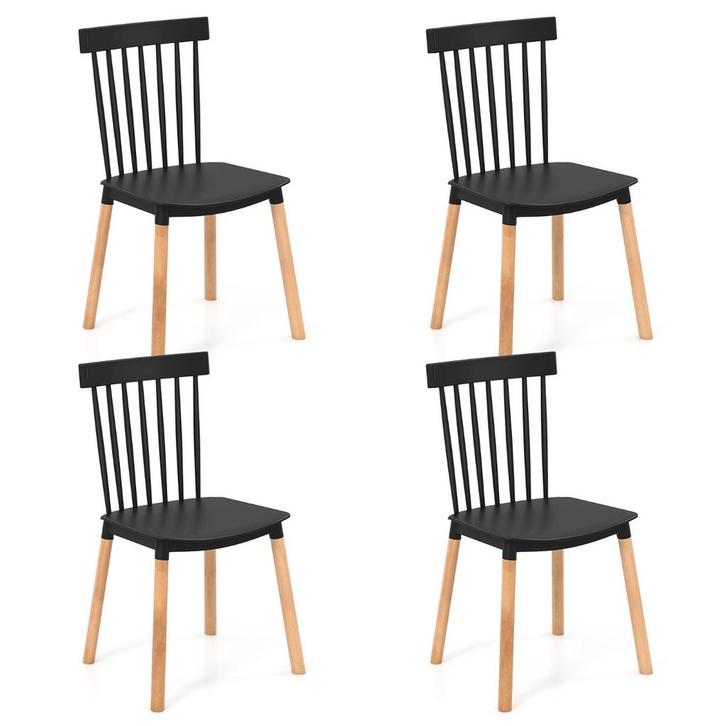LIVSK Windsor Eetkamerstoelen Set van 4 - Beukenhouten Poten, Huis en Inrichting, Stoelen, Nieuw, Verzenden