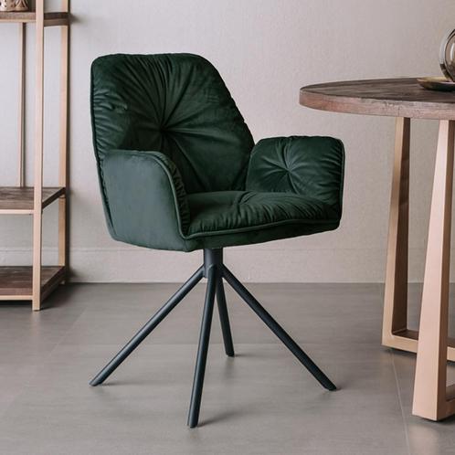*WOONWINKEL* Tower Living Palma Groene Velvet Eetkamerstoel, Huis en Inrichting, Stoelen, Nieuw, Verzenden