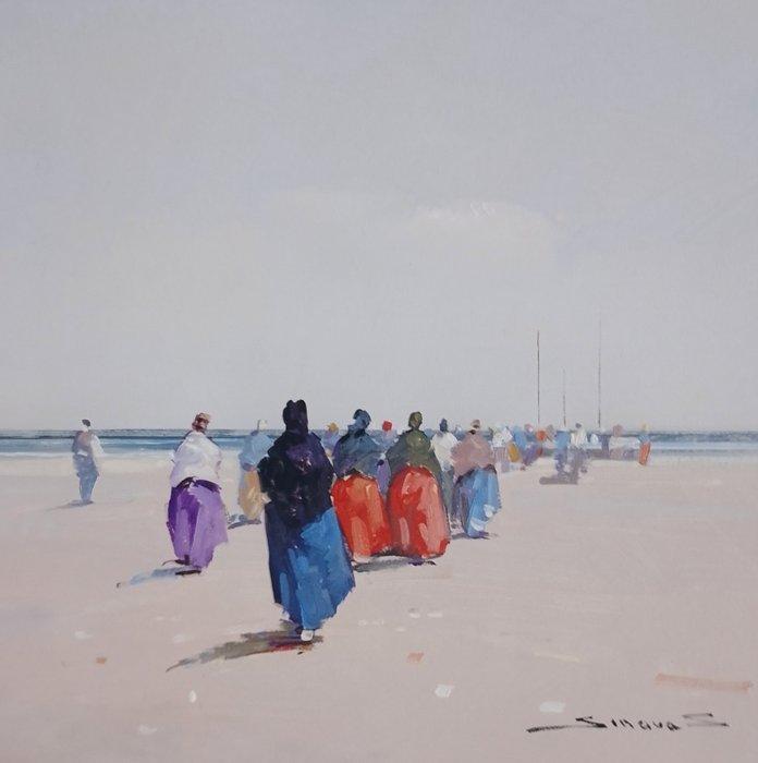 Luis Ángel Sinovas Martín (1956-2010) - Mujeres en la playa, Antiek en Kunst, Kunst | Schilderijen | Klassiek